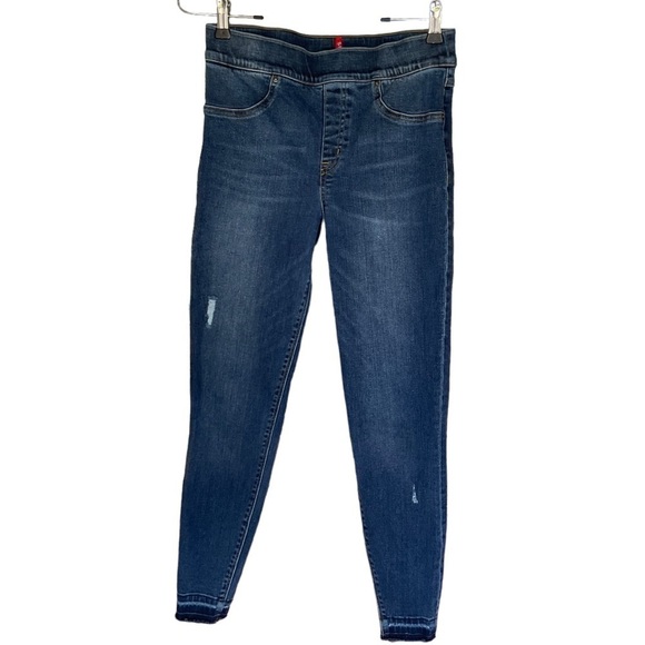 SPANX DISTRESSED ANKLE SKINNY MED WASH JEANS SIZE M - Picture 1 of 5